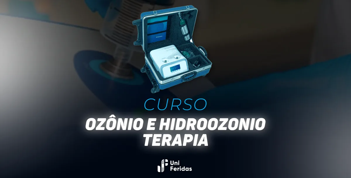 Capa do curso de ozonioterapia, com equipamento portátil em maleta